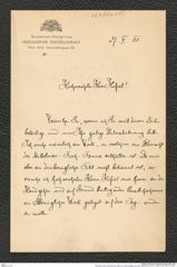 Nachlass Franz Steindachner, Brief von Lukas Waagen an Franz Steindachner (27.10.1905), Inv.Nr. 567.01, Seite 1